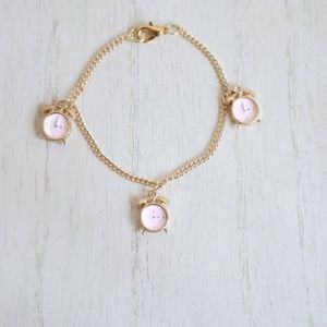 3D Enamel Alarm Clock Charm Gold Plated Necklace